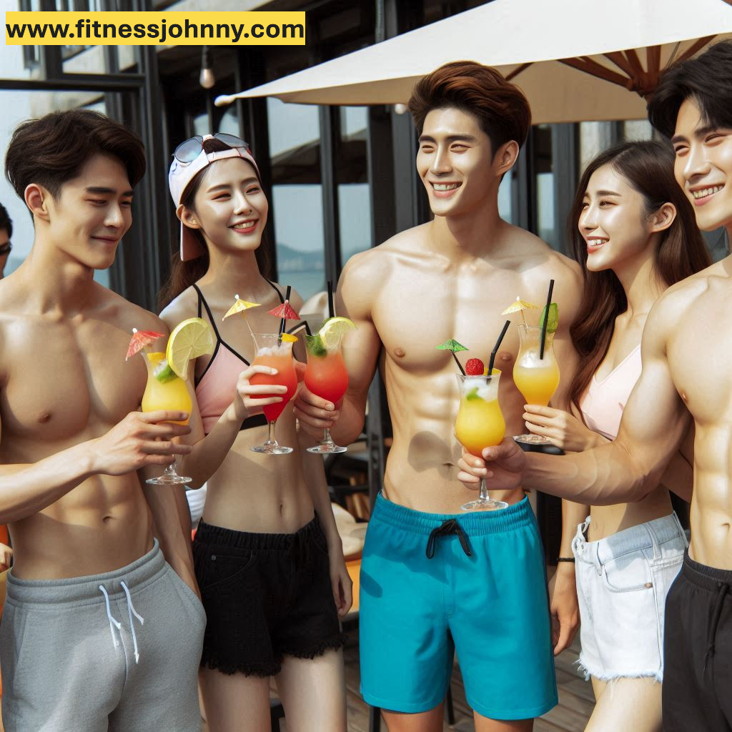 chicos asiaticos tomando alcohol