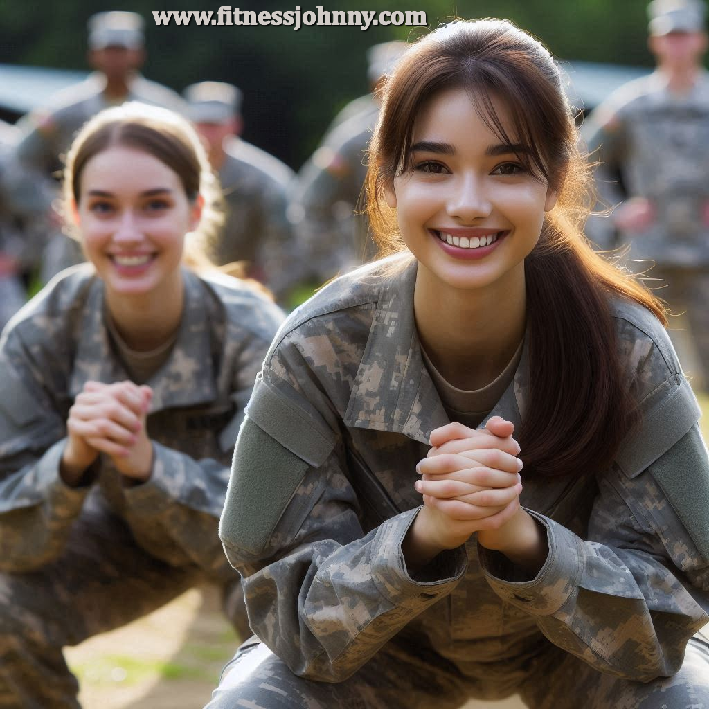 ragazza giovane sorridente in un bootcamp militar