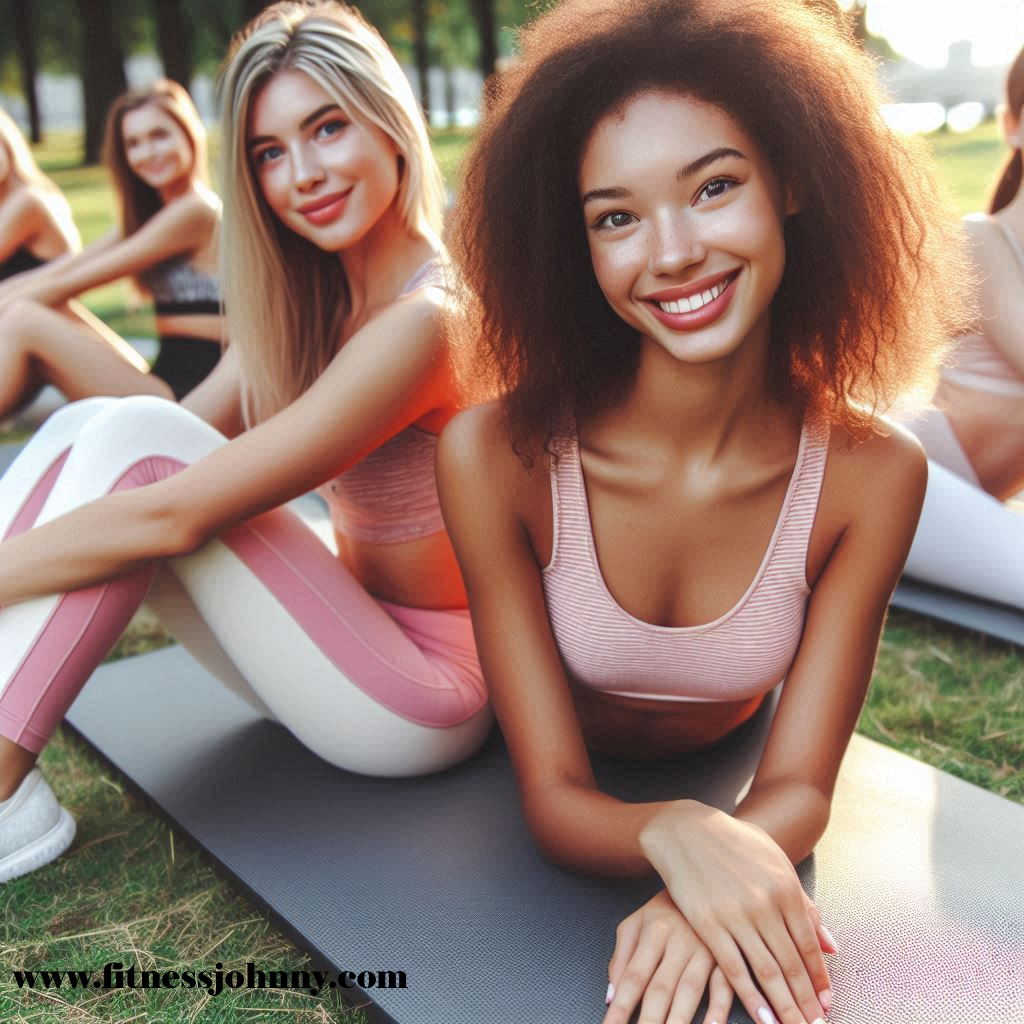 chicas hermosas entrenando en el parque