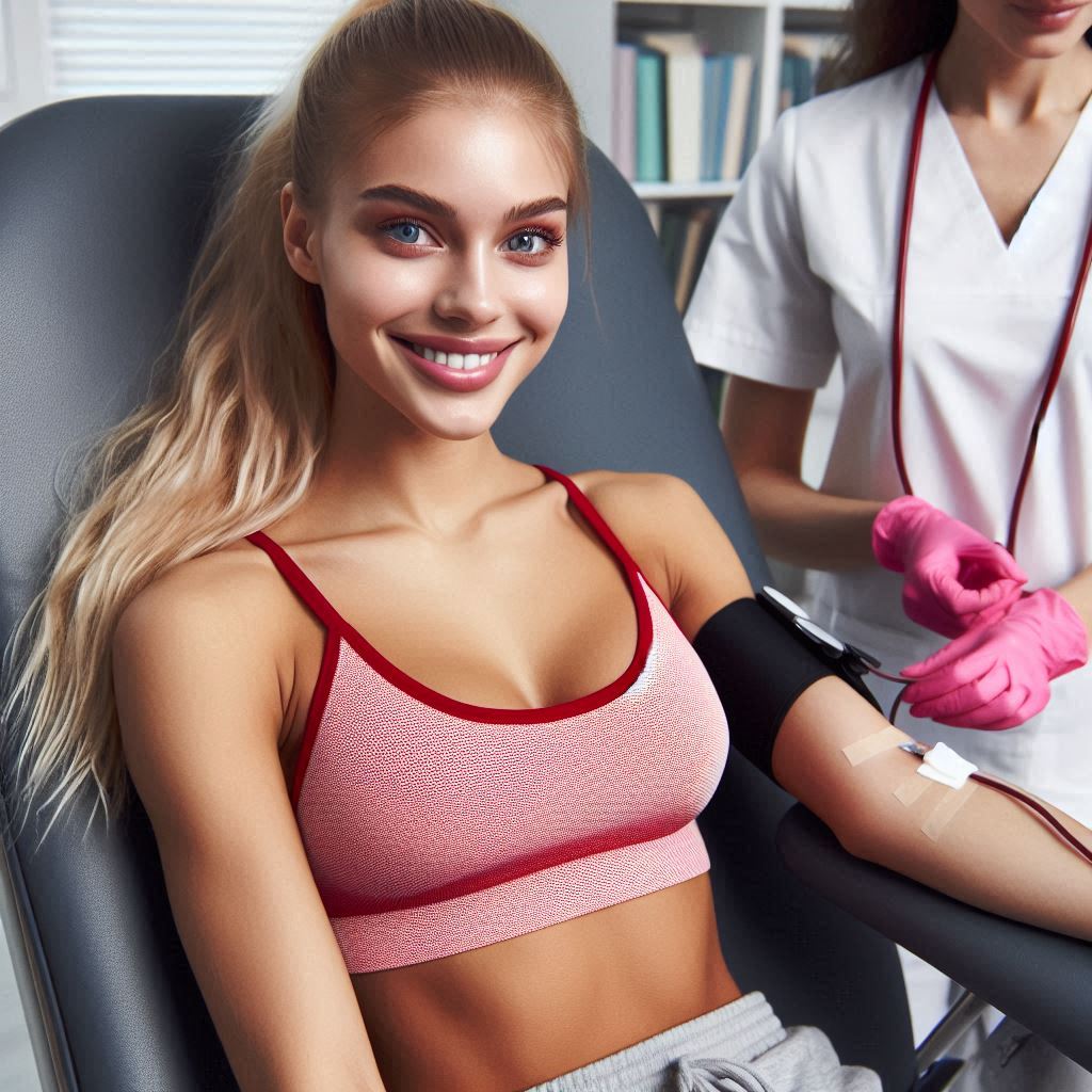 chica guapa donando sangre